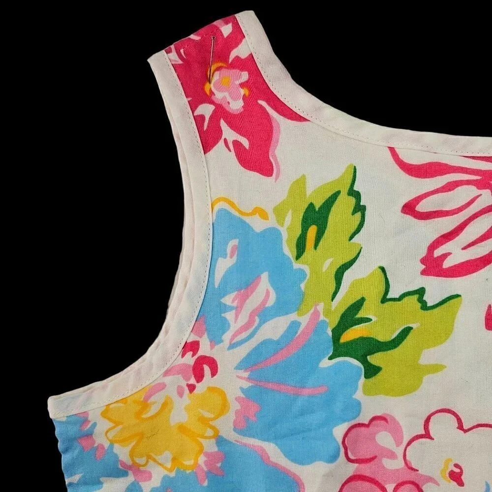 Ralph Lauren Little Girl Floral Sleeveless Cotton Top Sz 4 Pearl Btns Multi NWT